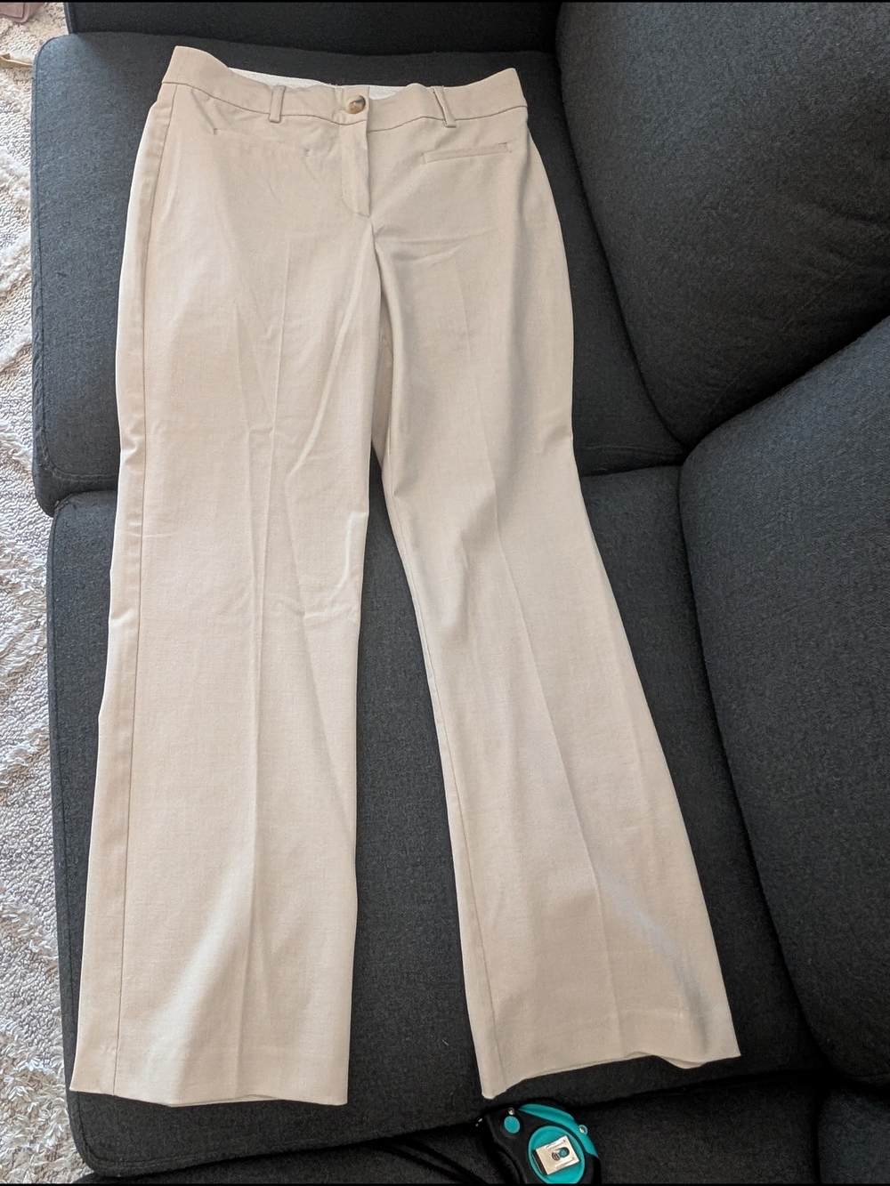 Rachel Zoe Beige Straight-Leg Dress Pants